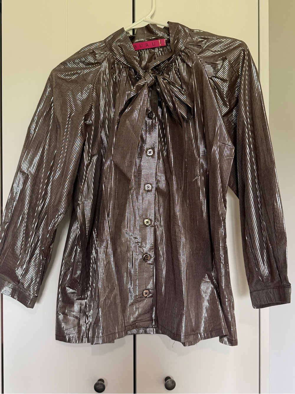 Buru Metallic Bow-Tie Blouse